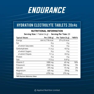 Endurance Hydration Electrolyte Tablets - Applied Nutrition