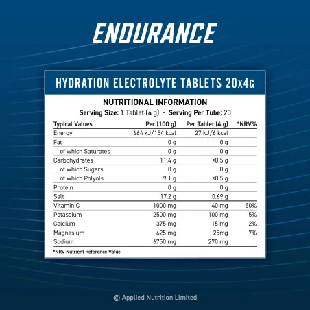 Endurance Hydration Electrolyte Tablets - Applied Nutrition