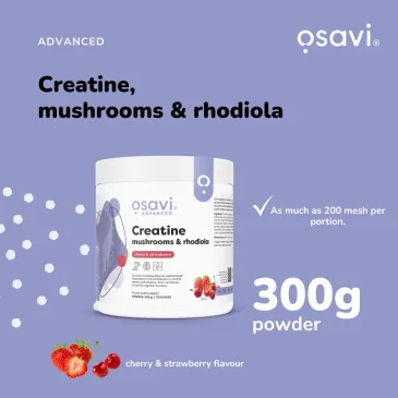 Creatine, Mushrooms & Rhodiola, Cherry & Strawberry - 300 grams Osavi