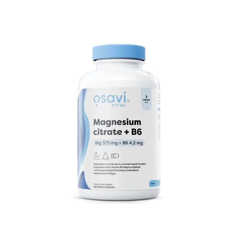 Magnesium Citrate + B6 - 375mg - 180 vcaps - Osavi