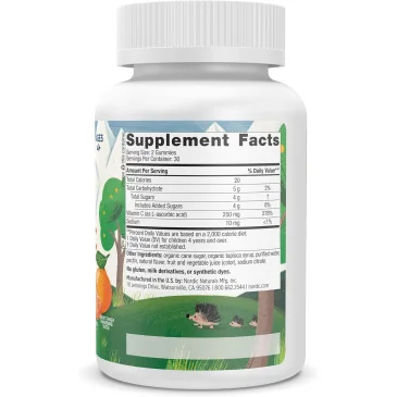 Kids Vitamin C Gummies, Tangy Tangerine - 60 gummies Nordic Naturals