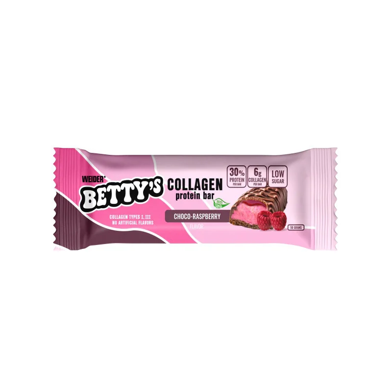 Betty's Collagen Protein Bar, Choco-Raspberry - 12 x 50g - Weider