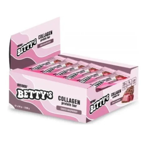 Betty's Collagen Protein Bar, Choco-Raspberry - 12 x 50g - Weider