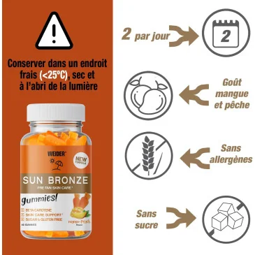 Bronze Gummies, Mango Peach - 40 gummies de Weider pas cher