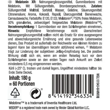 Melatonin XR, Blackberry - 60 gummies de Weider pas cher