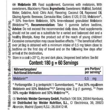 Melatonin XR, Blackberry - 60 gummies de Weider pas cher