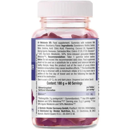 Melatonin XR, Blackberry - 60 gummies - Weider